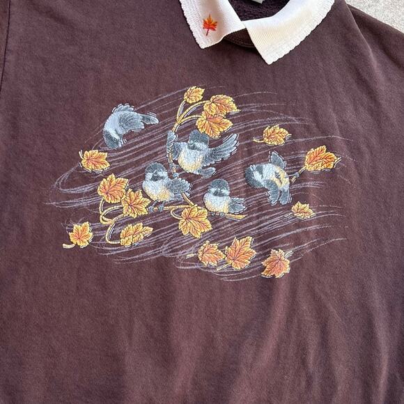 Orvis Windy Bird Fall Leaves Scene Sweatshirt Sz M - Picture 5 of 5